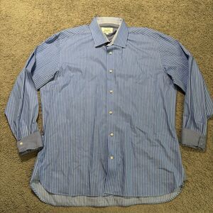Ted Baker Endurance Dress Shirt Mens 17 Blue White Striped Classic Fit Cotton
